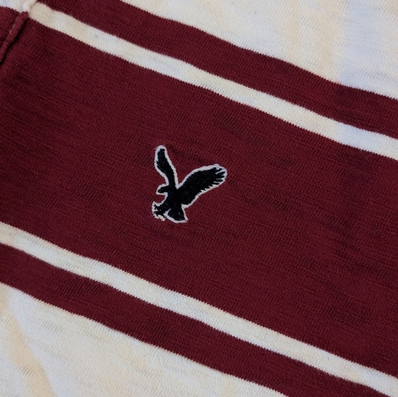 American Eagle Outfitters Red and White Striped Polo - Picture 2 of 4